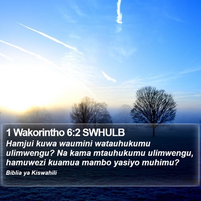 1 Wakorintho 6:2 SWHULB Bible Verse Image