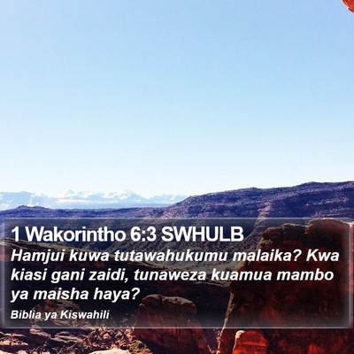 1 Wakorintho 6:3 SWHULB Bible Verse Image