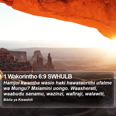 1 Wakorintho 6:9 SWHULB Bible Verse Image