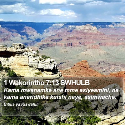 1 Wakorintho 7:13 SWHULB Bible Verse Image