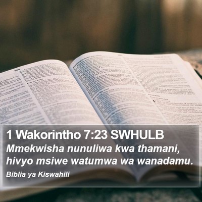 1 Wakorintho 7:23 SWHULB Bible Verse Image
