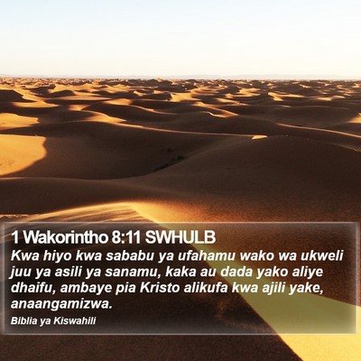 1 Wakorintho 8:11 SWHULB Bible Verse Image