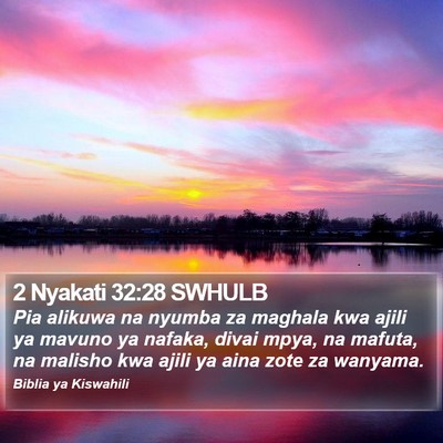 2 Nyakati 32:28 SWHULB Bible Verse Image
