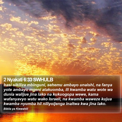 2 Nyakati 6:33 SWHULB Bible Verse Image
