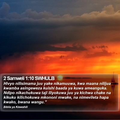 2 Samweli 1:10 SWHULB Bible Verse Image