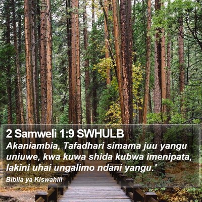 2 Samweli 1:9 SWHULB Bible Verse Image