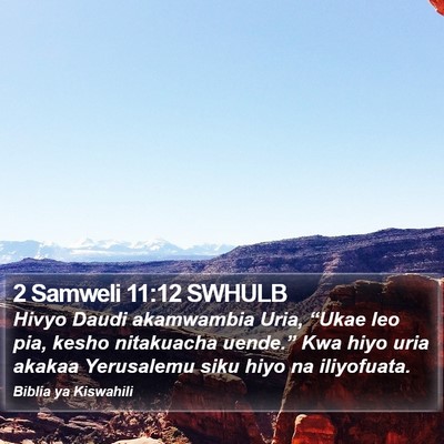 2 Samweli 11:12 SWHULB Bible Verse Image