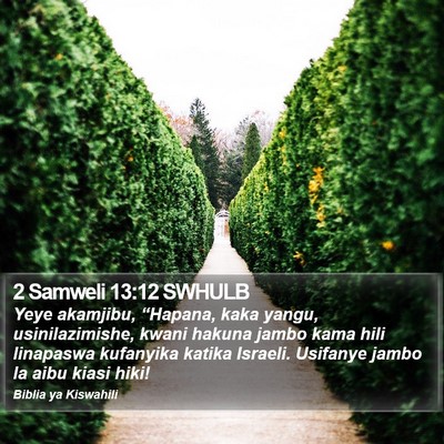 2 Samweli 13:12 SWHULB Bible Verse Image
