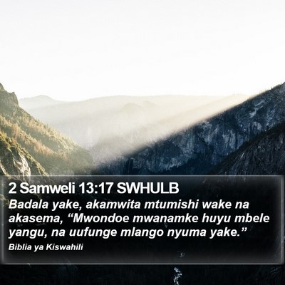 2 Samweli 13:17 SWHULB Bible Verse Image