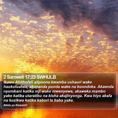 2 Samweli 17:23 SWHULB Bible Verse Image