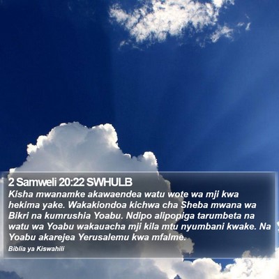 2 Samweli 20:22 SWHULB Bible Verse Image