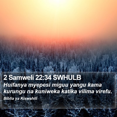 2 Samweli 22:34 SWHULB Bible Verse Image