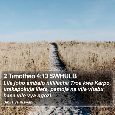 2 Timotheo 4:13 SWHULB Bible Verse Image