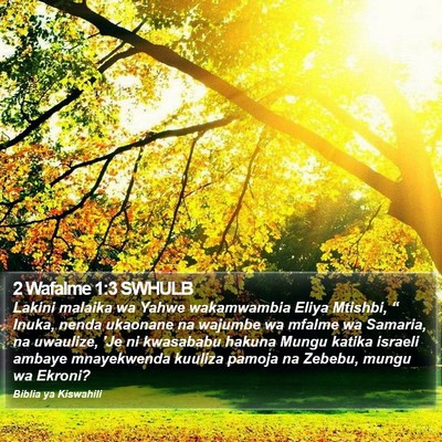 2 Wafalme 1:3 SWHULB Bible Verse Image