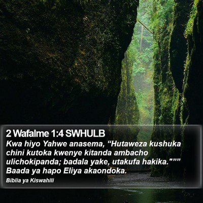 2 Wafalme 1:4 SWHULB Bible Verse Image