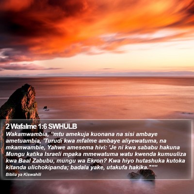2 Wafalme 1:6 SWHULB Bible Verse Image