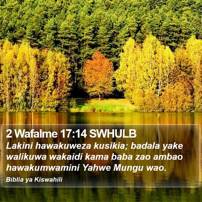 2 Wafalme 17:14 SWHULB Bible Verse Image