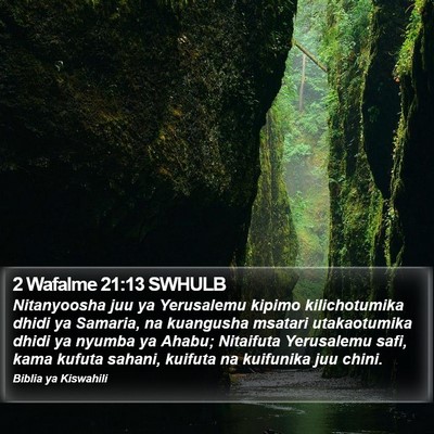 2 Wafalme 21:13 SWHULB Bible Verse Image