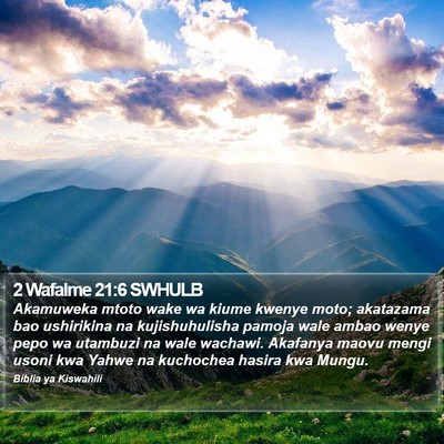 2 Wafalme 21:6 SWHULB Bible Verse Image