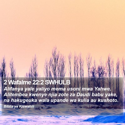 2 Wafalme 22:2 SWHULB Bible Verse Image