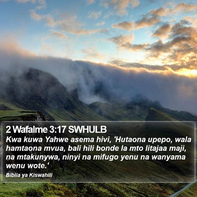 2 Wafalme 3:17 SWHULB Bible Verse Image