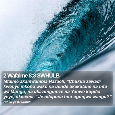 2 Wafalme 8:8 SWHULB Bible Verse Image