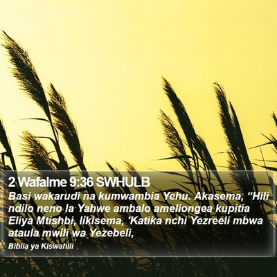 2 Wafalme 9:36 SWHULB Bible Verse Image