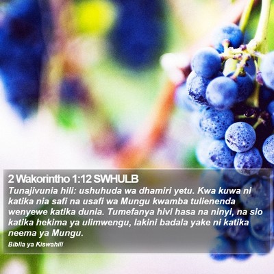 2 Wakorintho 1:12 SWHULB Bible Verse Image