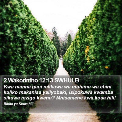 2 Wakorintho 12:13 SWHULB Bible Verse Image