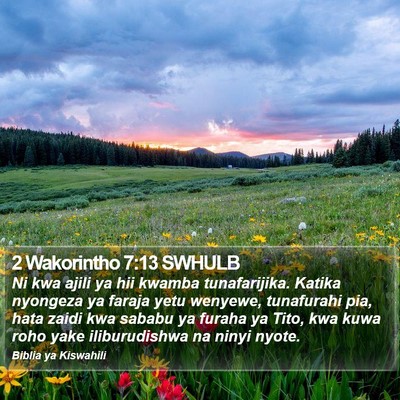 2 Wakorintho 7:13 SWHULB Bible Verse Image