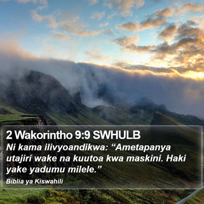 2 Wakorintho 9:9 SWHULB Bible Verse Image