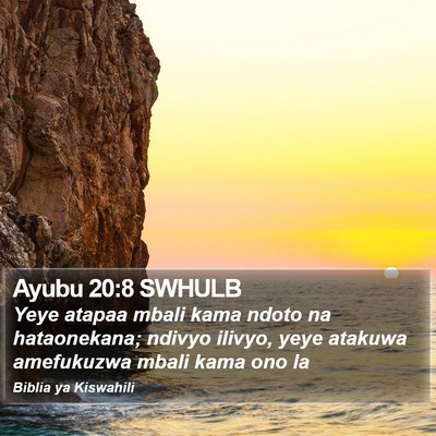 Ayubu 20:8 SWHULB Bible Verse Image
