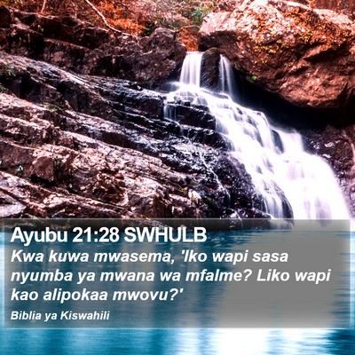Ayubu 21:28 SWHULB Bible Verse Image