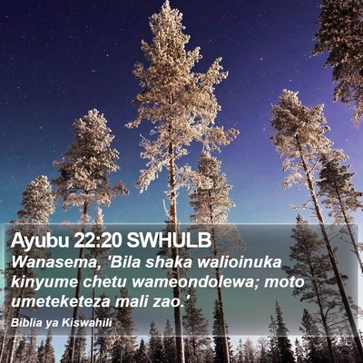 Ayubu 22:20 SWHULB Bible Verse Image
