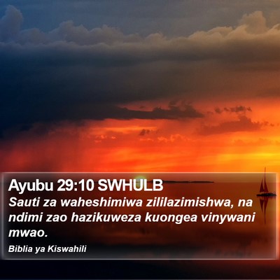Ayubu 29:10 SWHULB Bible Verse Image