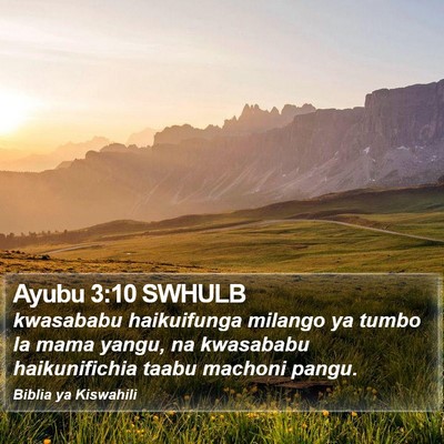 Ayubu 3:10 SWHULB Bible Verse Image