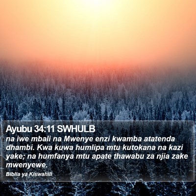 Ayubu 34:11 SWHULB Bible Verse Image