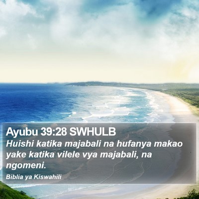 Ayubu 39:28 SWHULB Bible Verse Image