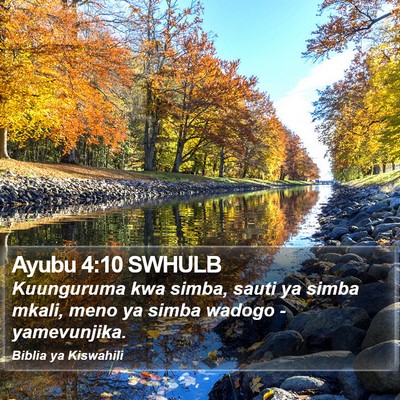 Ayubu 4:10 SWHULB Bible Verse Image