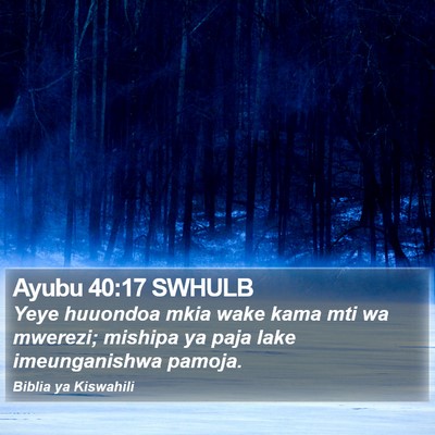Ayubu 40:17 SWHULB Bible Verse Image
