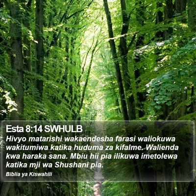 Esta 8:14 SWHULB Bible Verse Image
