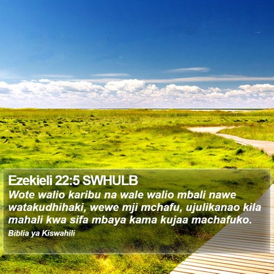 Ezekieli 22:5 SWHULB Bible Verse Image