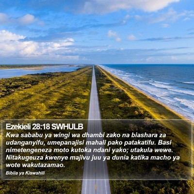 Ezekieli 28:18 SWHULB Bible Verse Image