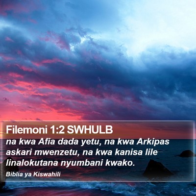 Filemoni 1:2 SWHULB Bible Verse Image