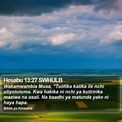 Hesabu 13:27 SWHULB Bible Verse Image