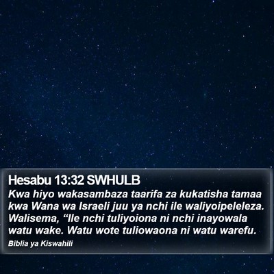 Hesabu 13:32 SWHULB Bible Verse Image