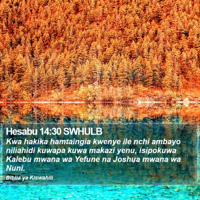 Hesabu 14:30 SWHULB Bible Verse Image