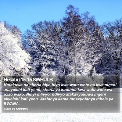 Hesabu 15:15 SWHULB Bible Verse Image