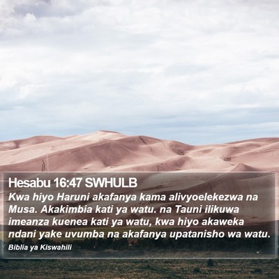 Hesabu 16:47 SWHULB Bible Verse Image