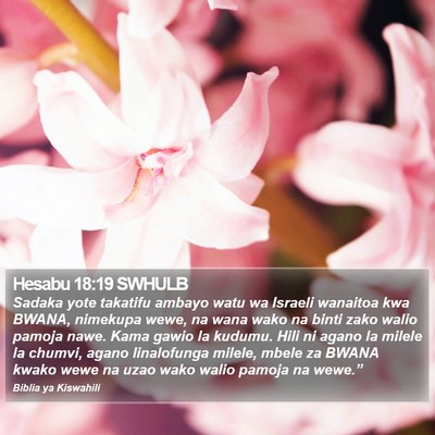 Hesabu 18:19 SWHULB Bible Verse Image
